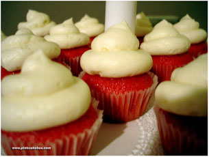 Red Velvet Cupcakes with permission from pinkcakebox.com
